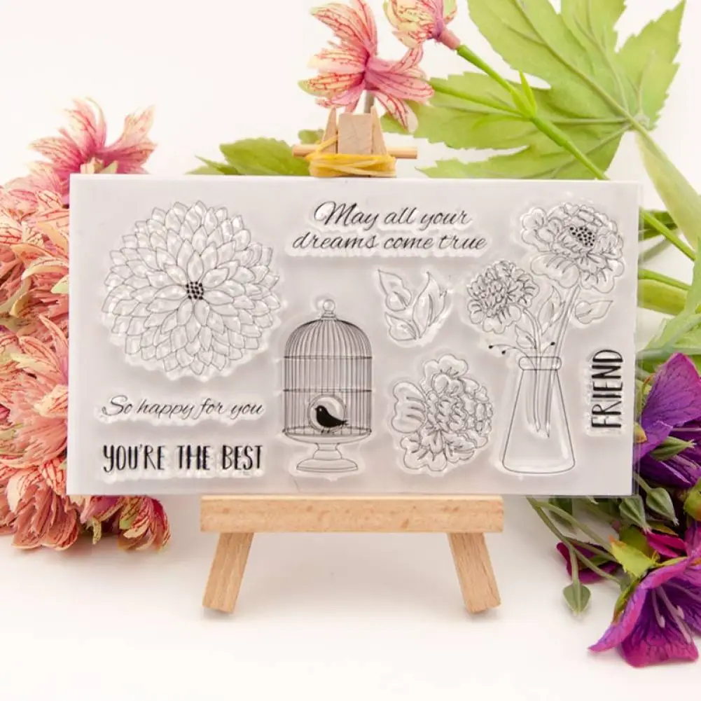 

Birdcage Vase Flower Clear Stamps Silicone Seal for DIY Scrapbooking Card New Stamps Making Photo Album Handmade Crafts Template