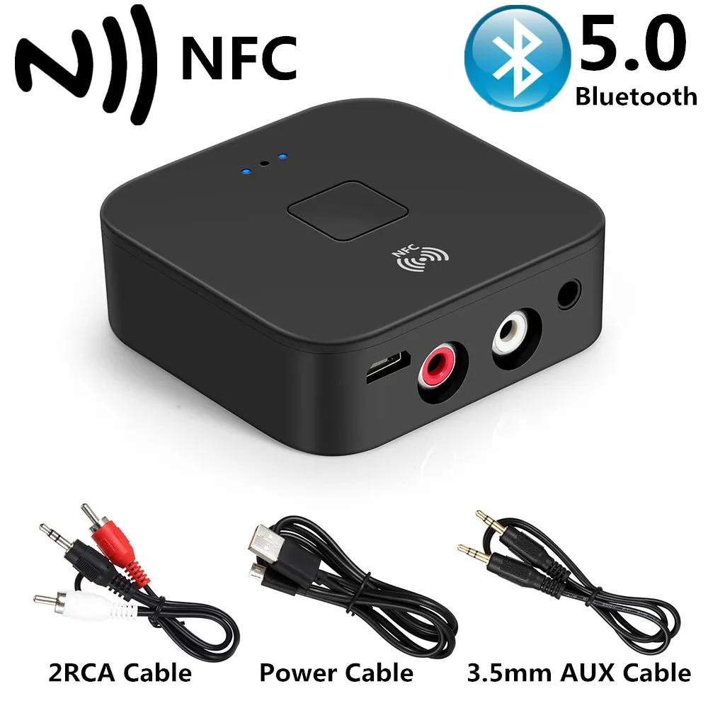 Аудиоприемник 3 5 мм Micro USB 2 RCA NFC V5.0 Bluetooth автомобильный музыкальный комплект AUX