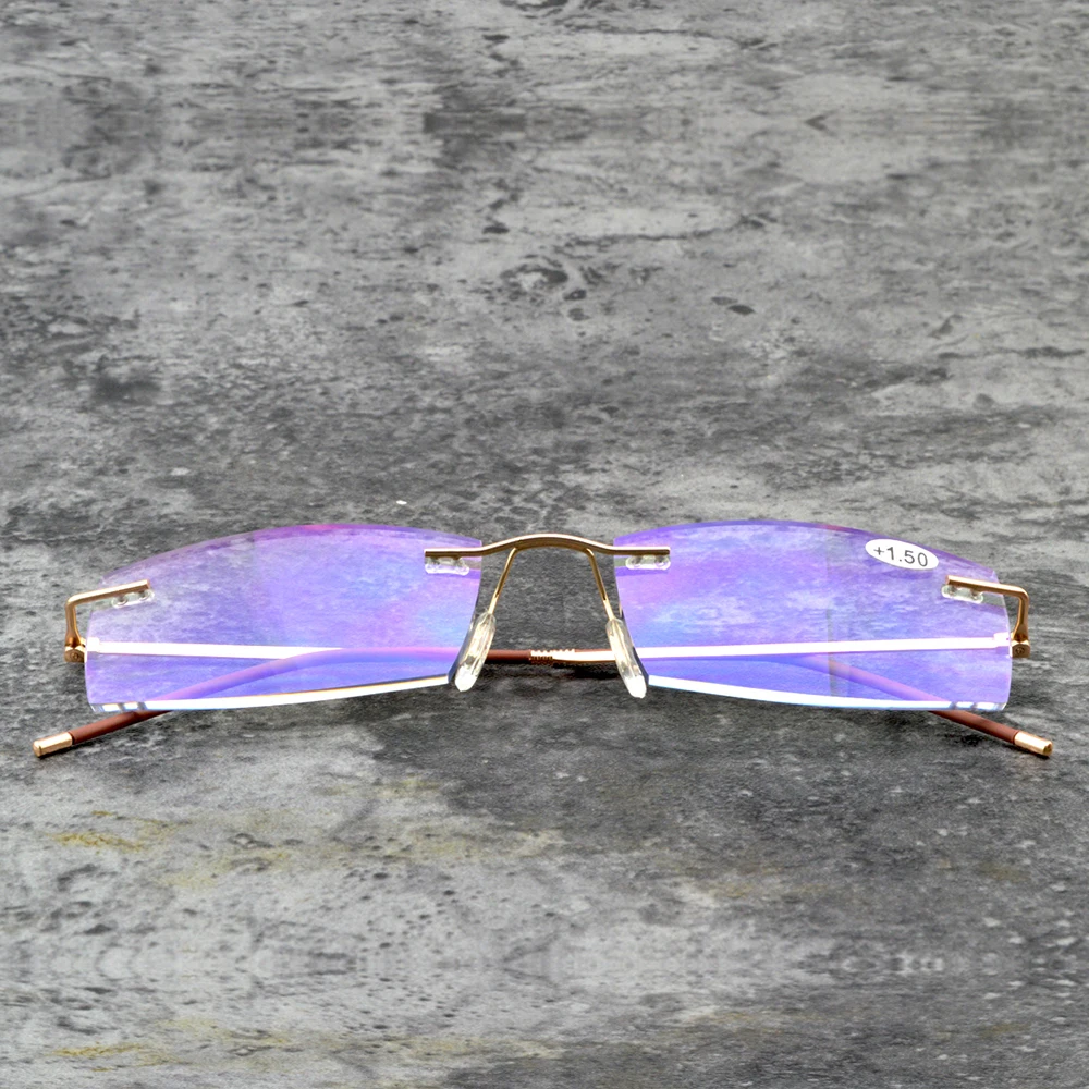 Очки для чтения мужские без оправы + 0 75 1 5 2 25 3 4 с чехлом на фото