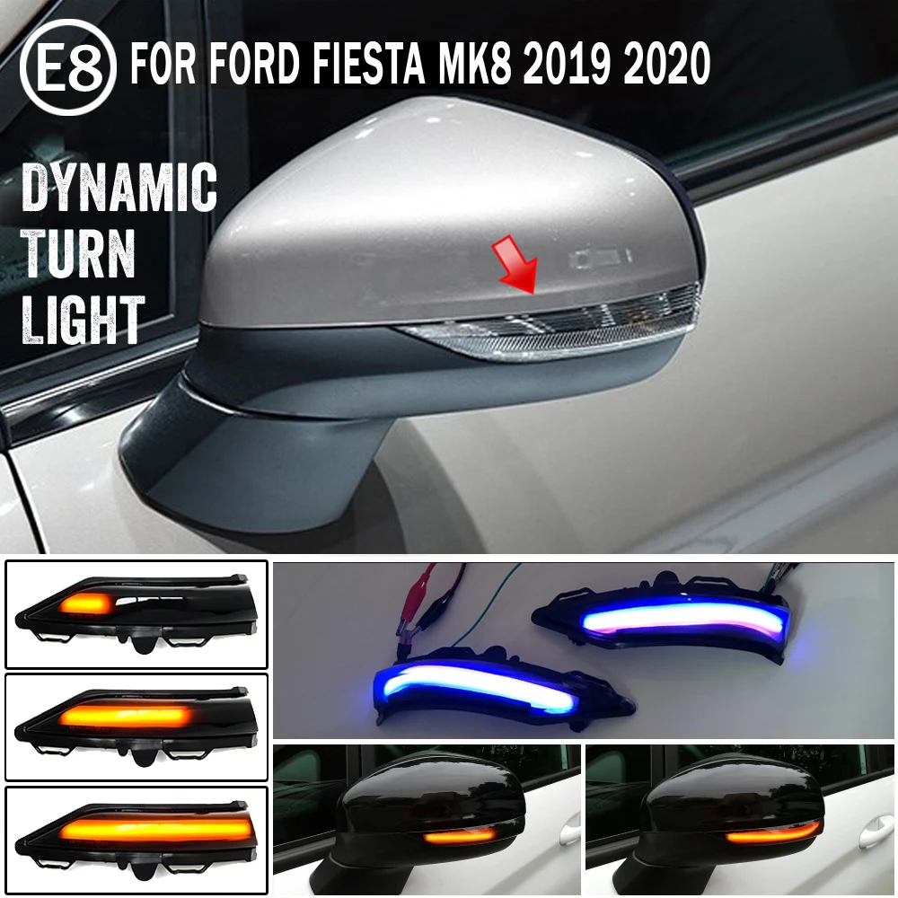 

2pcs For Ford Fiesta MK8 19+ Car LED Dynamic Turn Signal Light Side Mirror Indicator Blinker Lamp
