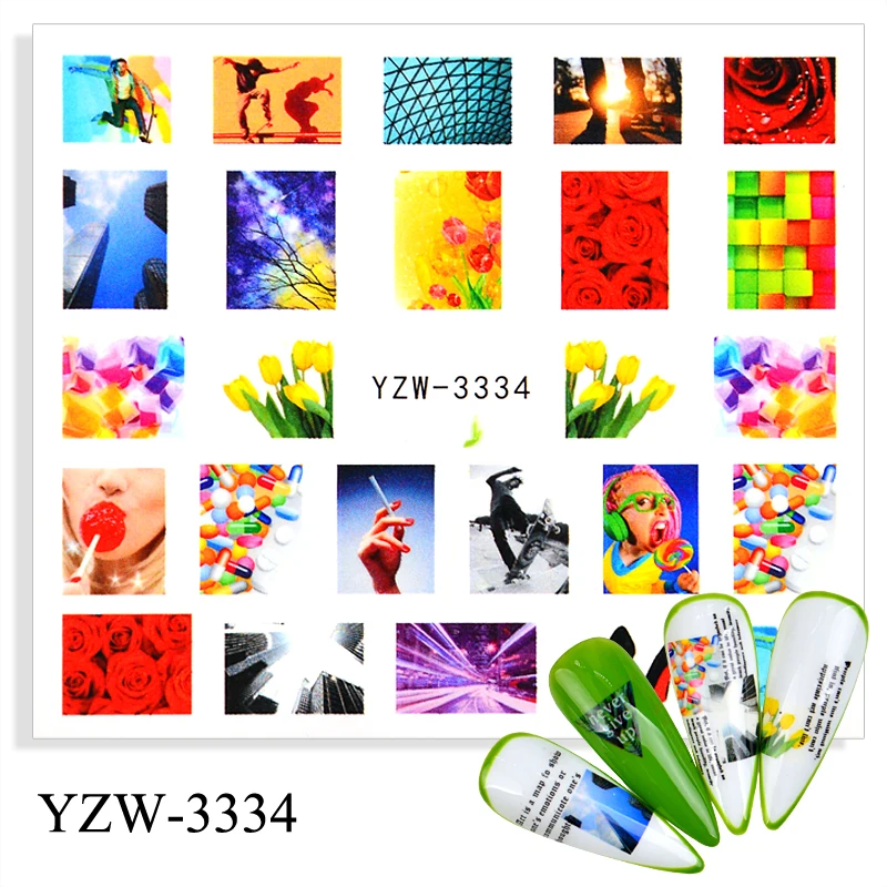 

New Designs Face Flower Nail Stickers English Letter Transfer Decals Gel Polish Sliders Nail Art Decoration