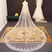 new arrival full edge with lace long wedding veil 3 5 meters one layer bridal veil veu de noiva veil with comb bride accessories