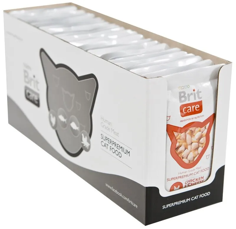 Brit Care Kitten пауч для котят (кусочки в соусе) Курица и сыр 24*80 г.|Кошачий мягкий корм| |