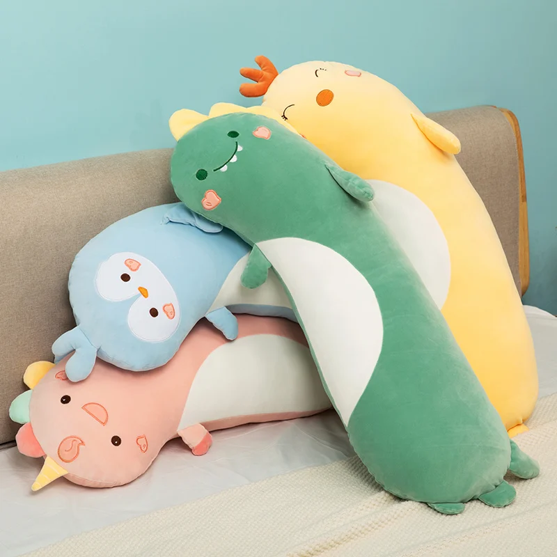

75/95/125cm Lovely Dinosaur Penguin Husky Unicorn Kawaii Long Pillow Stuffed Soft Animal Dolls Sleeping Pregnant Baby Kids Toys