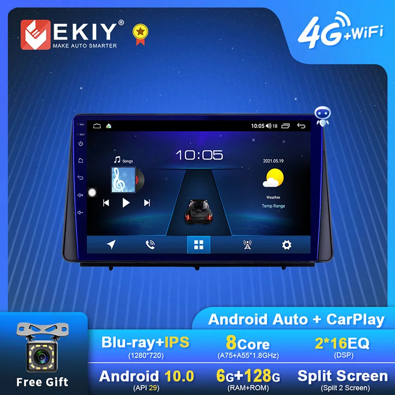 

EKIY Blu-Ray IPS Car Radio For Ford Focus 2019 Android 10.0 Multimedia Stereo Auto Audio Video Carplay Player Head Unit Recorder