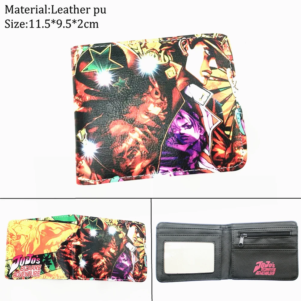 

Кошелек JoJo's приключения из искусственной кожи, короткий складной бумажник для мальчиков и девочек, кредитница с кармашком для мелочи, с мно...