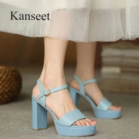 kanseet shoes 2021 womens sandals summer genuine leather open toed thick high heels party dress platform footwear female shoes