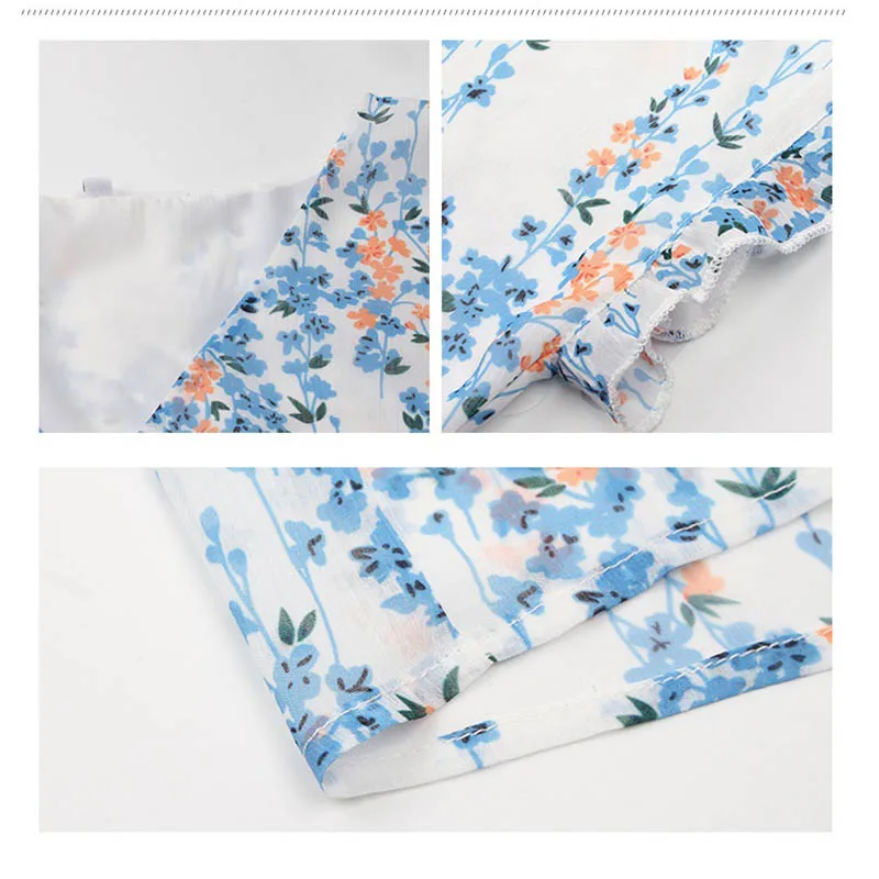 

Women's Casual Floral Print Dress 2021Summer V-Neck Short Sleeve Chiffon Dress Fashion Female Loose Ruffles Mini Beach Sundress