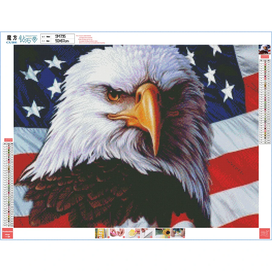 Полный 5D Diy Daimond картина &quotAmerican Eagle&quot 3D алмазов круглые стразы Diamant живопись
