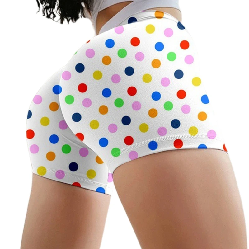 

Women High Waist Polka Dot Print Yoga Shorts Sexy Compression Skinny Athletic Hot Pants Workout Running Tight Leggings 066C