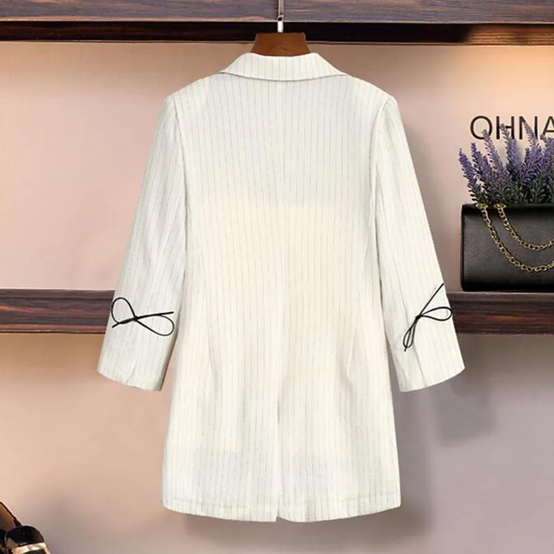 Ladies Blazer Basic Models Linen Long Suit Spring Autumn Thin Coat Fashion A buckle Large Size Outwear Work Wear A1098 | Женская одежда