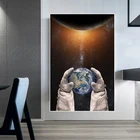 Постер с изображением земли, Картина на холсте с изображением астронавта, туманности, космоса, галактики, для гостиной, украшение для дома, без рамки