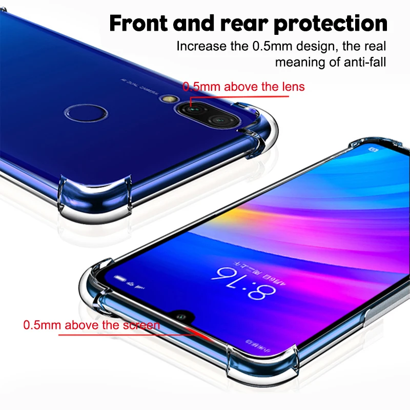 Роскошный Ударопрочный силиконовый чехол на для телефона для Xiaomi Redmi Note 8 7 5 Pro Red mi 7A Xiaomi mi 9t 9 A3 Прозрачная защитная крышка чехол на для Сяоми ксиоми Редми Ноут 8 7 5 про Редми 7a ксиоми ми 9t 9 a3