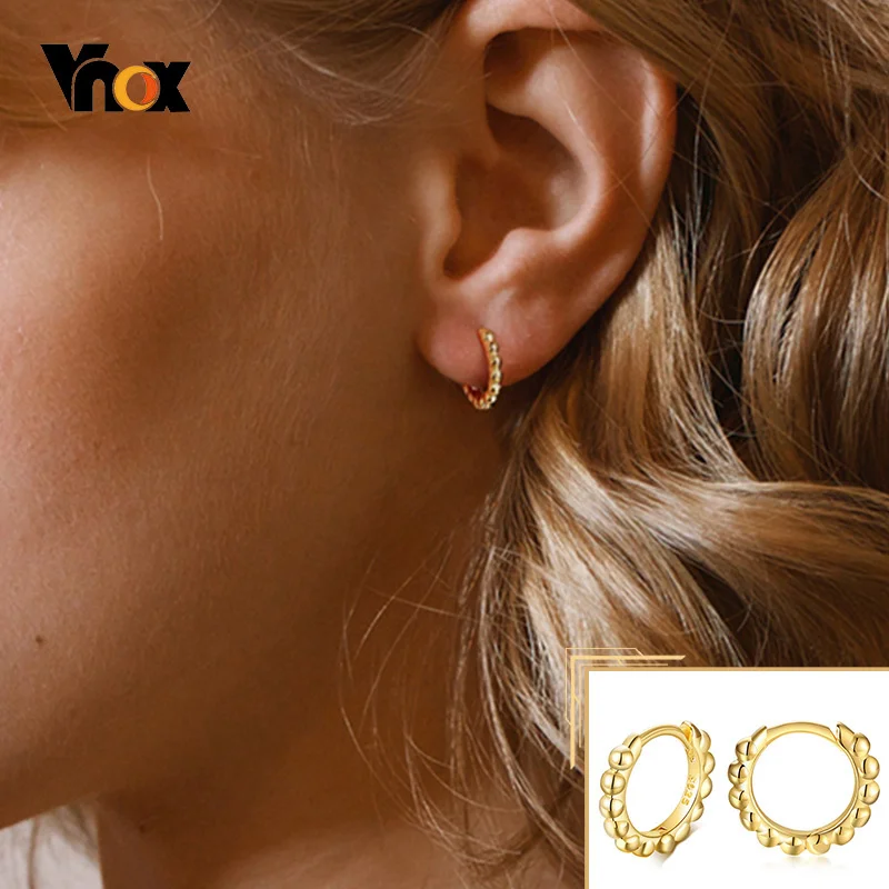 

Vnox S925 Silver Women Hoop Earrings, Gold Tone Small Huggie Ear Jewelry, Minimalist Girls Party Street Accessory