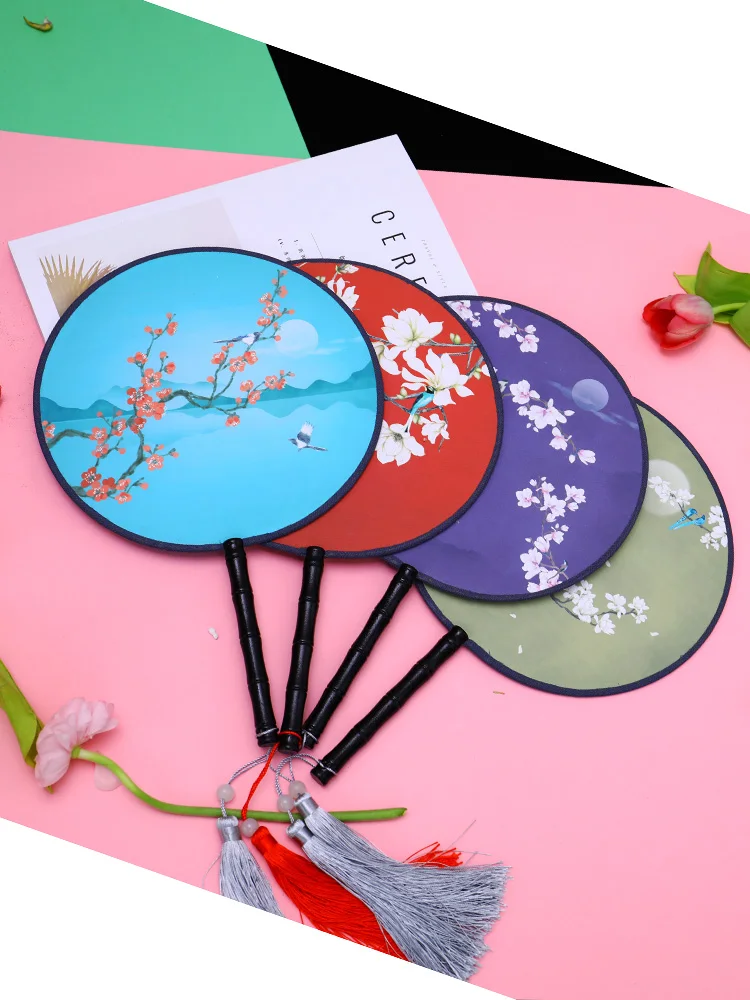 Двухсторонний круговой вентилятор древних Стиль китайский женские ложки с