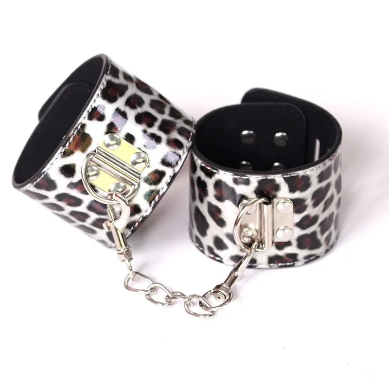 Взрослые игры Леопард гей кожаные браслеты ограничители эротические секс
