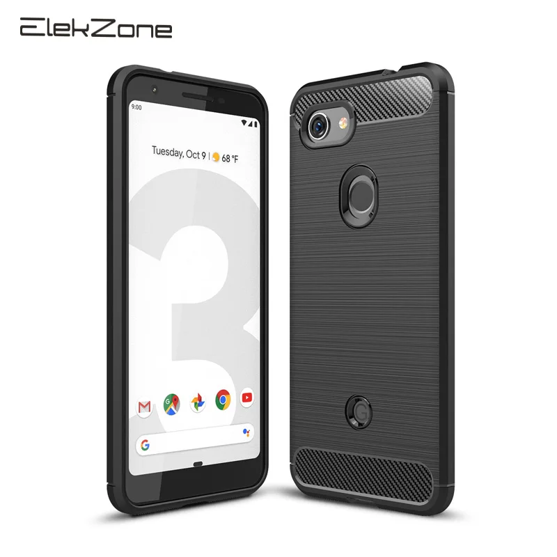 

For Google Pixel 4 3 3a 2 5 4A case Luxury Slim Armor Soft Silicone Back Cover for Pixel 6a 6 4XL 3aXL 2XL Brushed Carbon Fiber