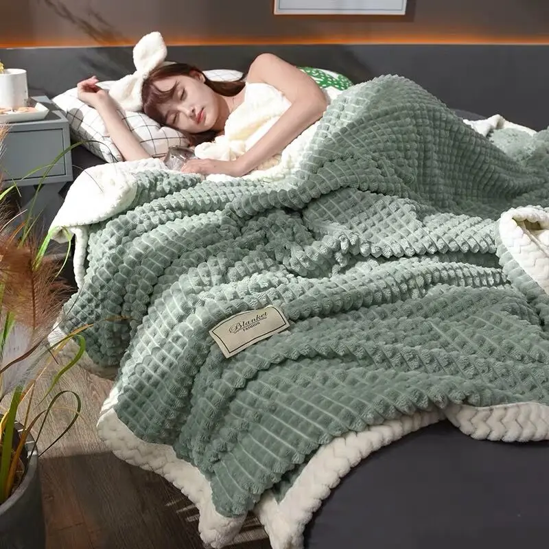 Двухслойное плотное теплое Флисовое одеяло кораллового цвета весенне-осеннее