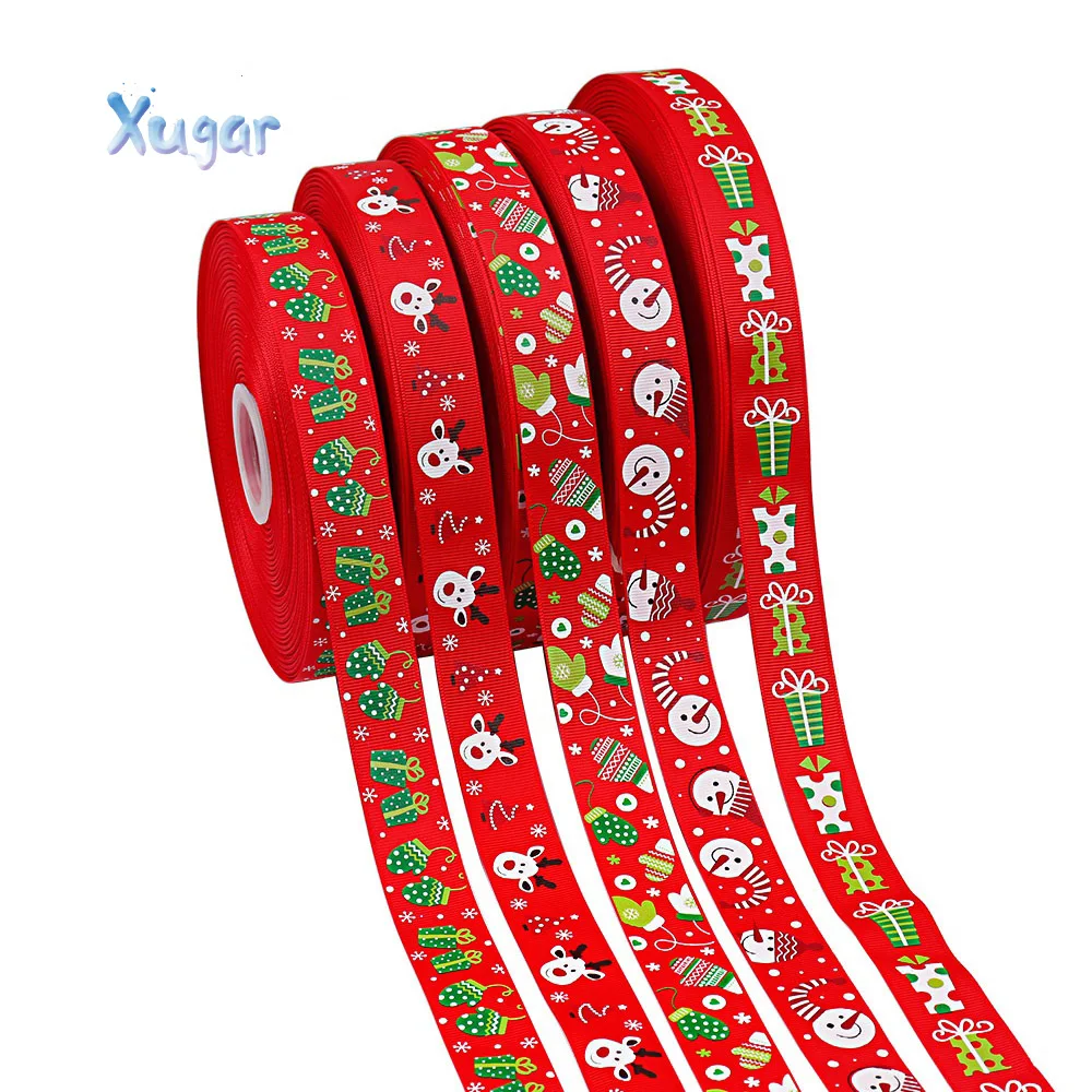 

Xugar 5Yards 25mm Width Christmas Theme Ribbon Snowman Printed Grosgrain Ribbon For DIY Hair Bows Home Decoration Materials