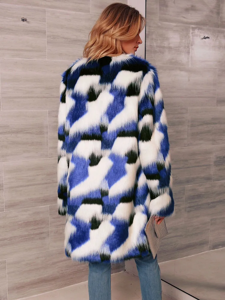 Faux Fur Women's Coat Warm Teddy Jacket 2020 Autumn Winter European American Fashion Long Sleeved Fluffy Veste Fourrure Femme