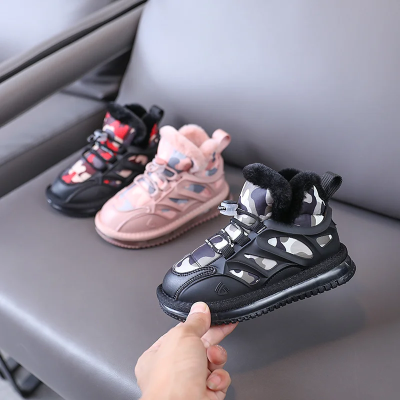 

Детские теплые зимние кроссовки с высоким верхом, с цветным принтом