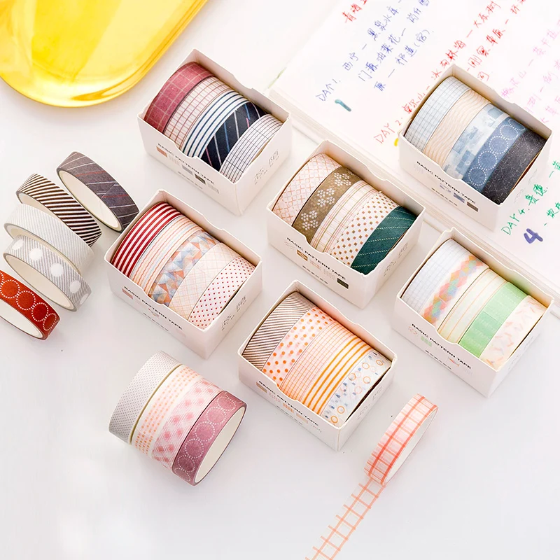 5 шт./лот одноцветные японские бумажные клейкие ленты васи DIY декоративные