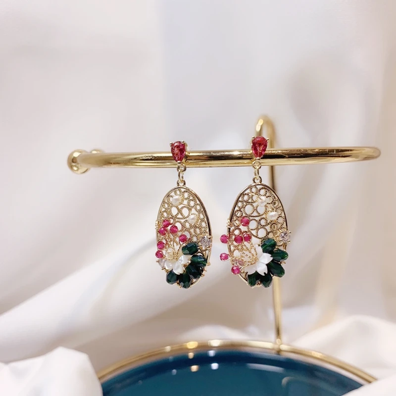 DMED060075 Pearl Earrings Silver 925 Jewelry Chinese Style Crystal Material 2-3mm Studs For Women | Украшения и аксессуары