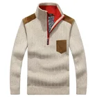 Зимний пуловер, мужской свитер, бархатный свитер с полумолнией, утепленный теплый свободный свитер с воротником-стойкой, мужская одежда