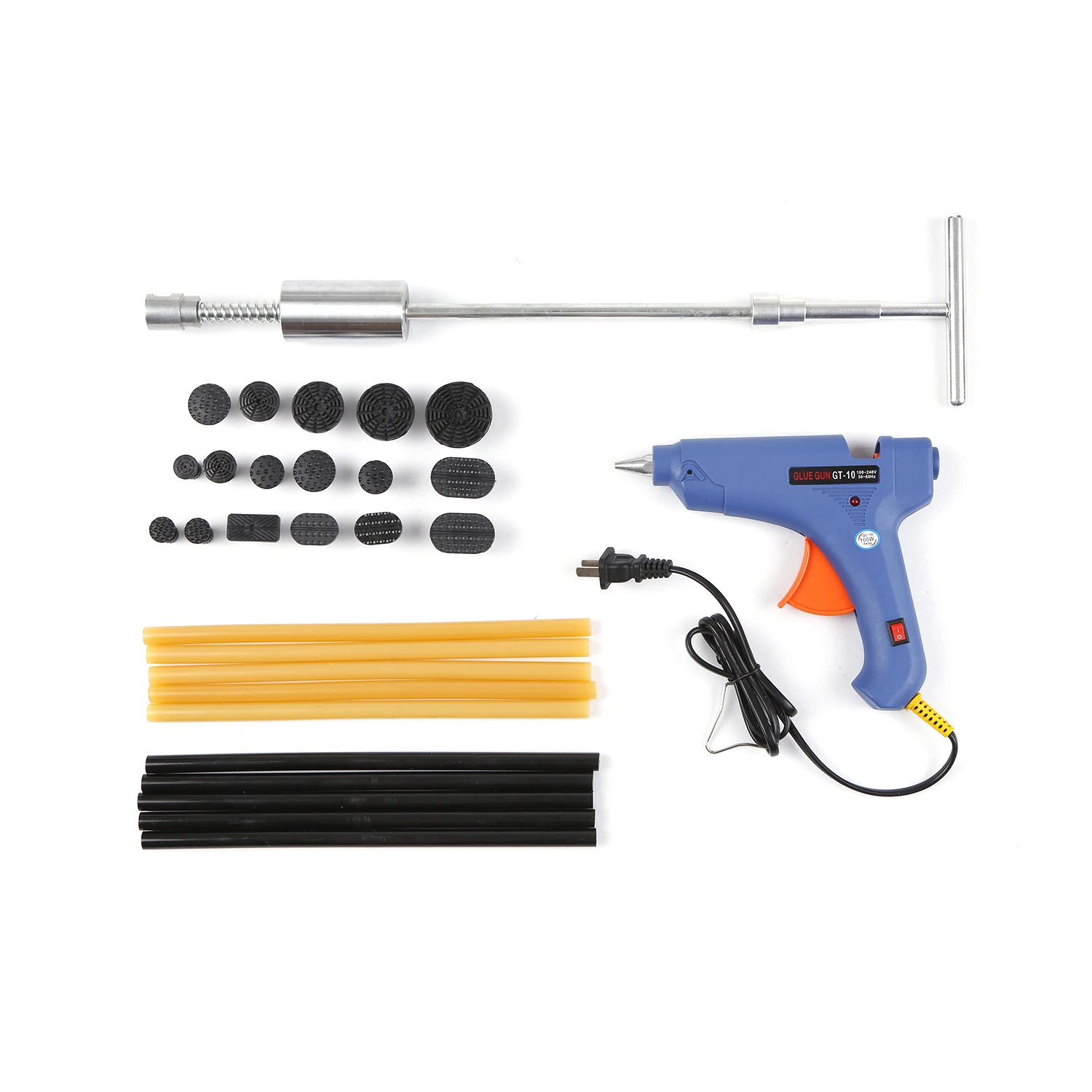 

Paintless Dent Repair Puller Kit Dent Puller Slide Hammer T-Bar Tool with 17pcs Dent Removal Pulling Tabs Car Dent Repair Tool