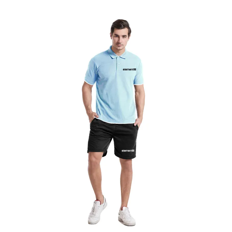

Pure Cotton Summer Men Letter Print Short Sleeve Polo Shirt Fashion Jogging T-shirt Loose Lapel Business Casual Two-piece Suit
