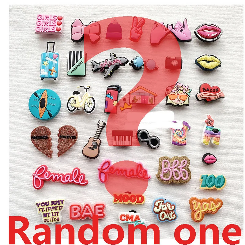 

Geniune Cute Shoe Charms Accessories Cartoon Mood Letter Bowknot Suitcase Shoes Buckle Decorations for Sandals Charms Kids Gift
