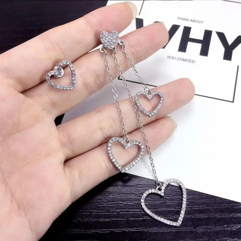 

Fashion Long Tassel Asymmetric Love Earrings Female Temperament Korean Personality Wild Earrings Earrings for Women