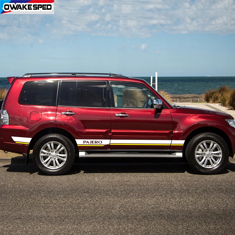 

1 set Car Door Side Skirt Sticker For Mitsubishi Pajero Sport OFF ROAD Style Stripes Auto Body Decor Vinyl Decals Accessories