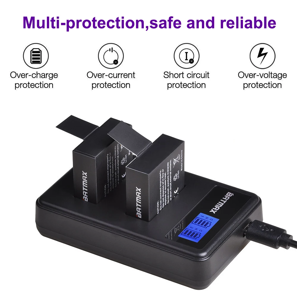 4 шт. SJCAM sj4000 Eken H9 батарея с ЖК-дисплеем и USB двойное зарядное устройство для sj5000 M10