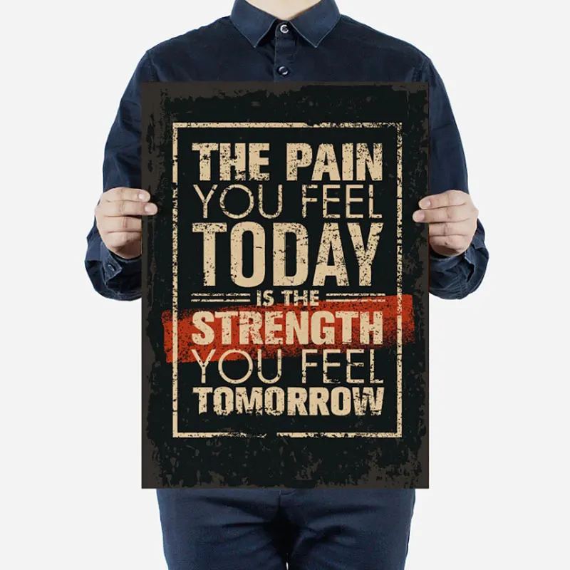 AIMEER English inspirational poster today pain tomorrow strength retro kraft paper home decoration painting core 51x36cm | Дом и сад