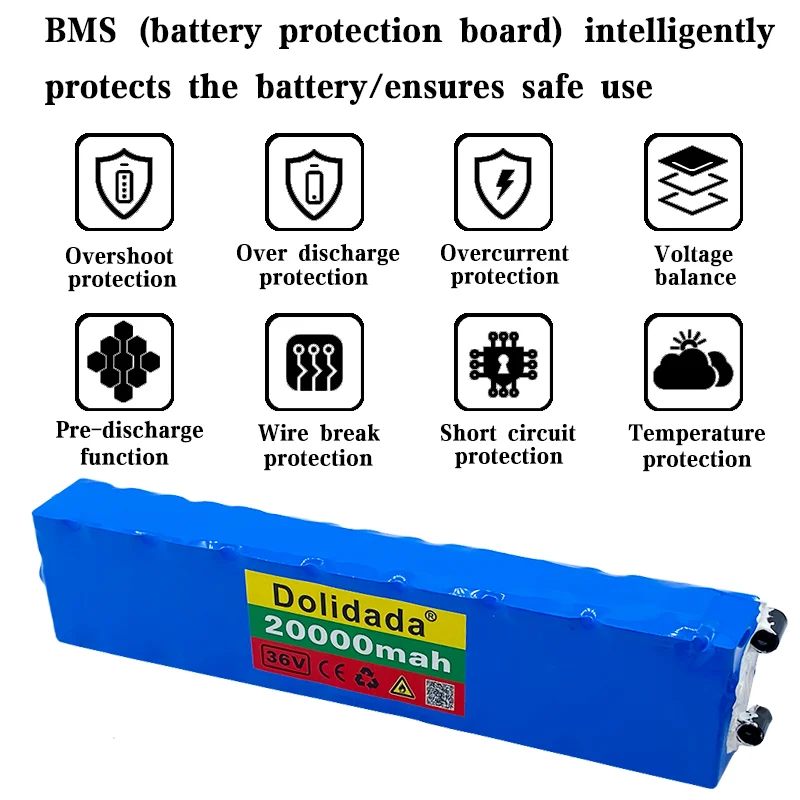 

36V 20Ah 18650 Rechargeable lithium Battery pack 10S3P 500W High power for Modified Bikes Scooter Electric Vehicle,With BMS XT30