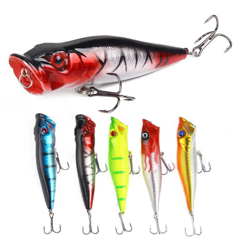 

1PC Popper Fishing Lures 12.5g 9cm Topwater Luya Hard Fishhook Sea Fake Simulation Baits 3D Fishs Artificia Spinning Tackle