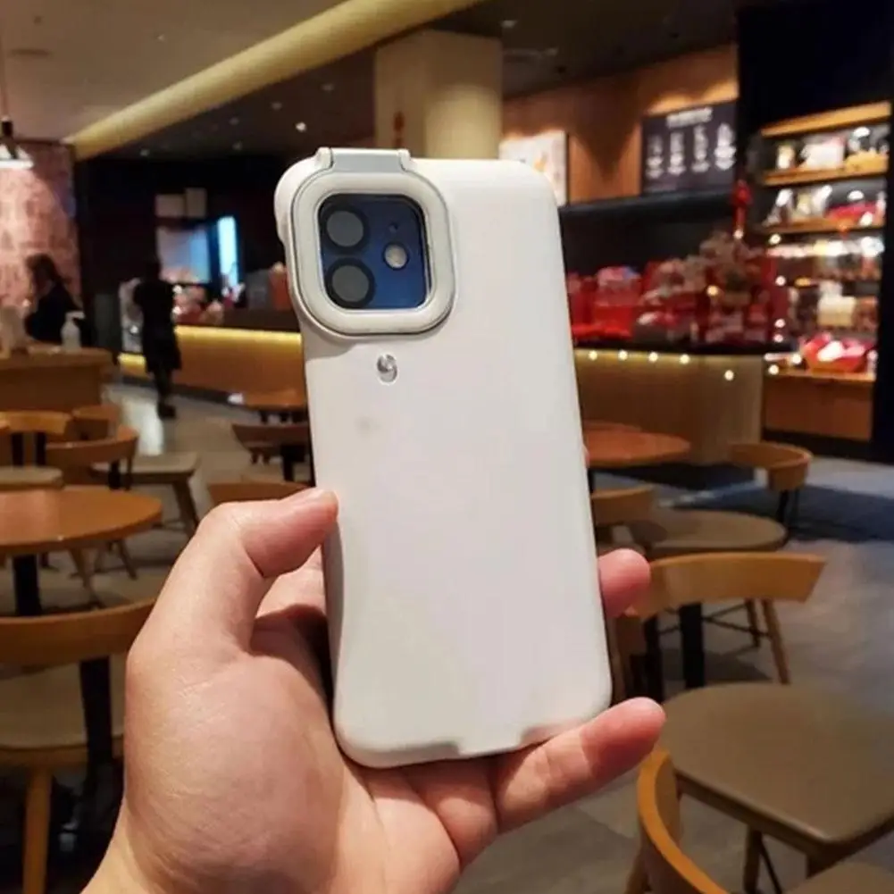 

Light Up Phone Case For iPhone 12 Pro Max Cover LED Flashlight Makeup Selfie Square Light Beauty Case For iPhone 12 Pro iphone12