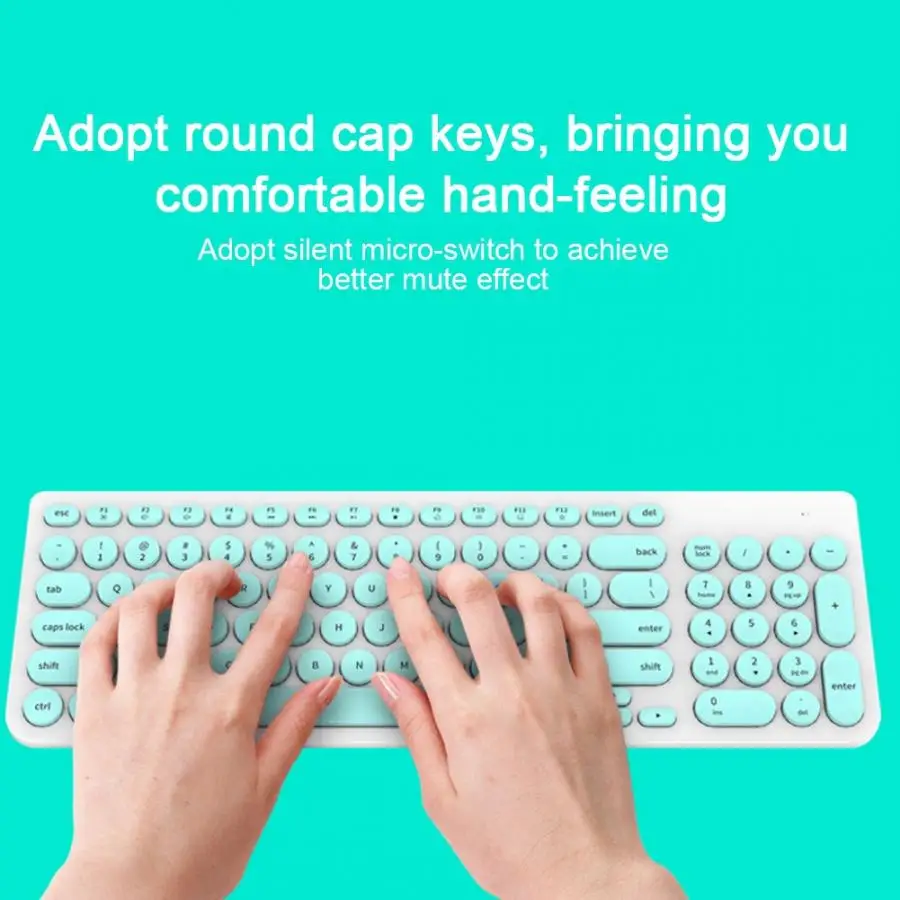 Клавиатура Мышь комбо круглый панк Keycap беспроводная клавиатура Бесшумная энергосберегающая беспроводная мышь набор