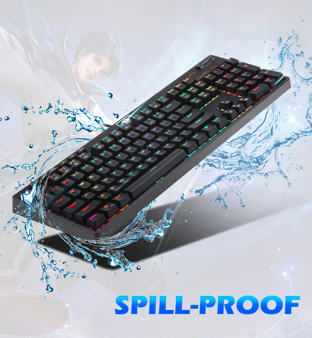 Redragon K579 RGB USB Механическая игровая клавиатура синий переключатель со светодиодной подсветкой 104 ключ анти-ореолы проводной ПК Компьютерная игра