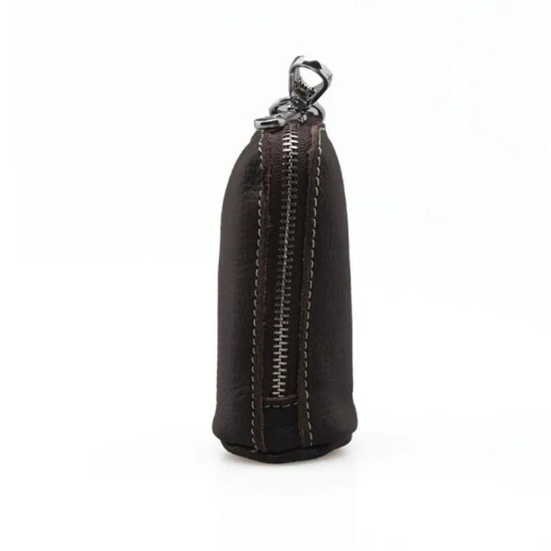 dark brown Мужские кошельки для ключей из искусственной кожи, кошелек для ключей на молнии, унисекс, держатели ключей от автомобиля, пряжка, чехол для ключей, ключница, держатель, мини-сумка для карт - Цвет: dark brown