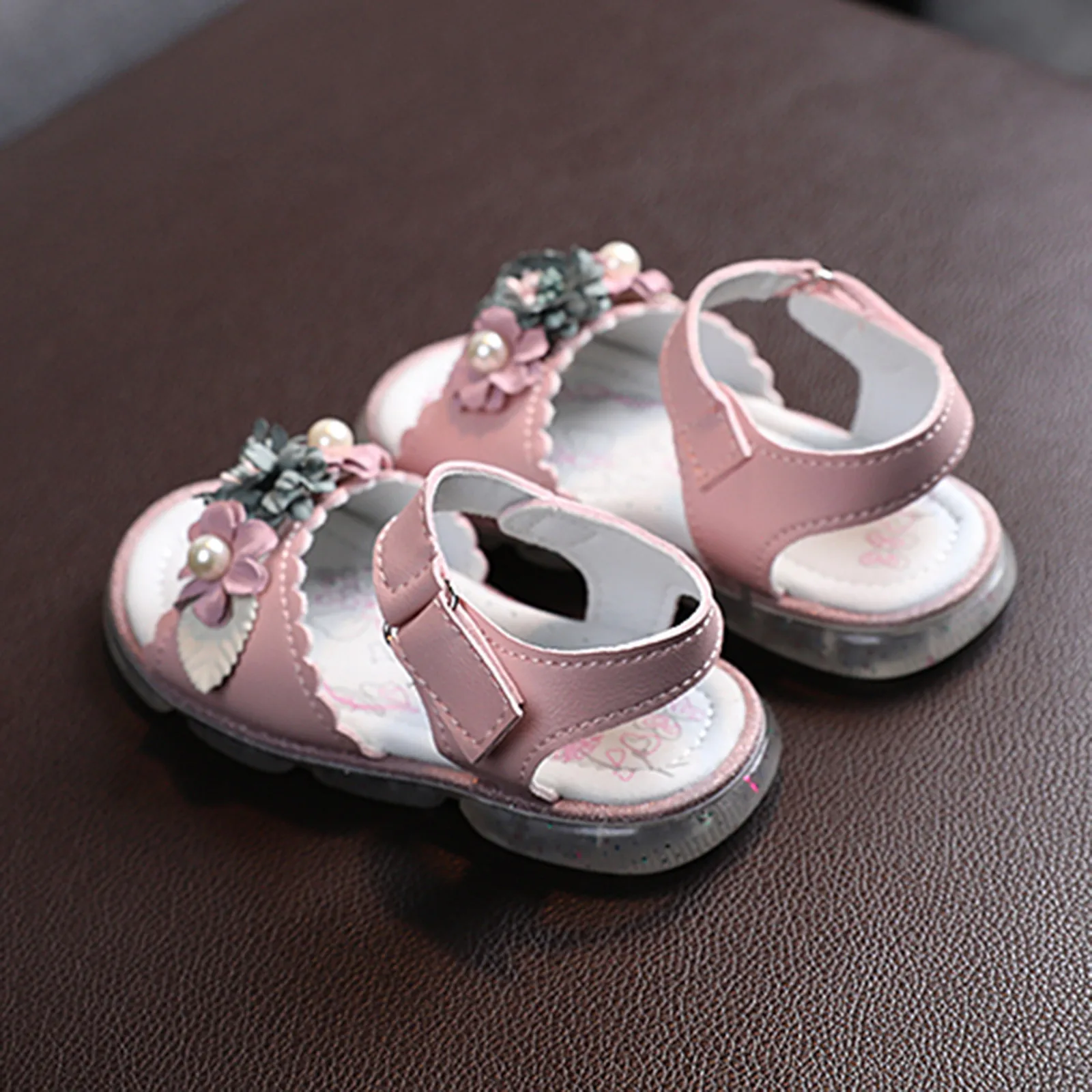

Summer Girls Sandals Fashion Floral LED Luminous Kids Shoes Toddler Baby Girl Princess Sandal Flat Non-Slip Breathable Sandalias
