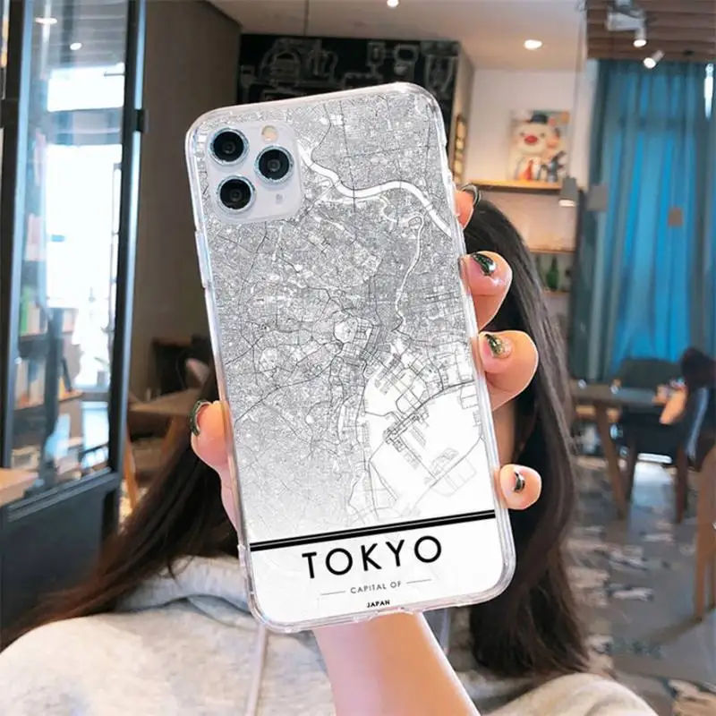 

London Country Sketch City Map Phone Case Transparent for iPhone 6 7 8 11 12 s mini pro X XS XR MAX Plus