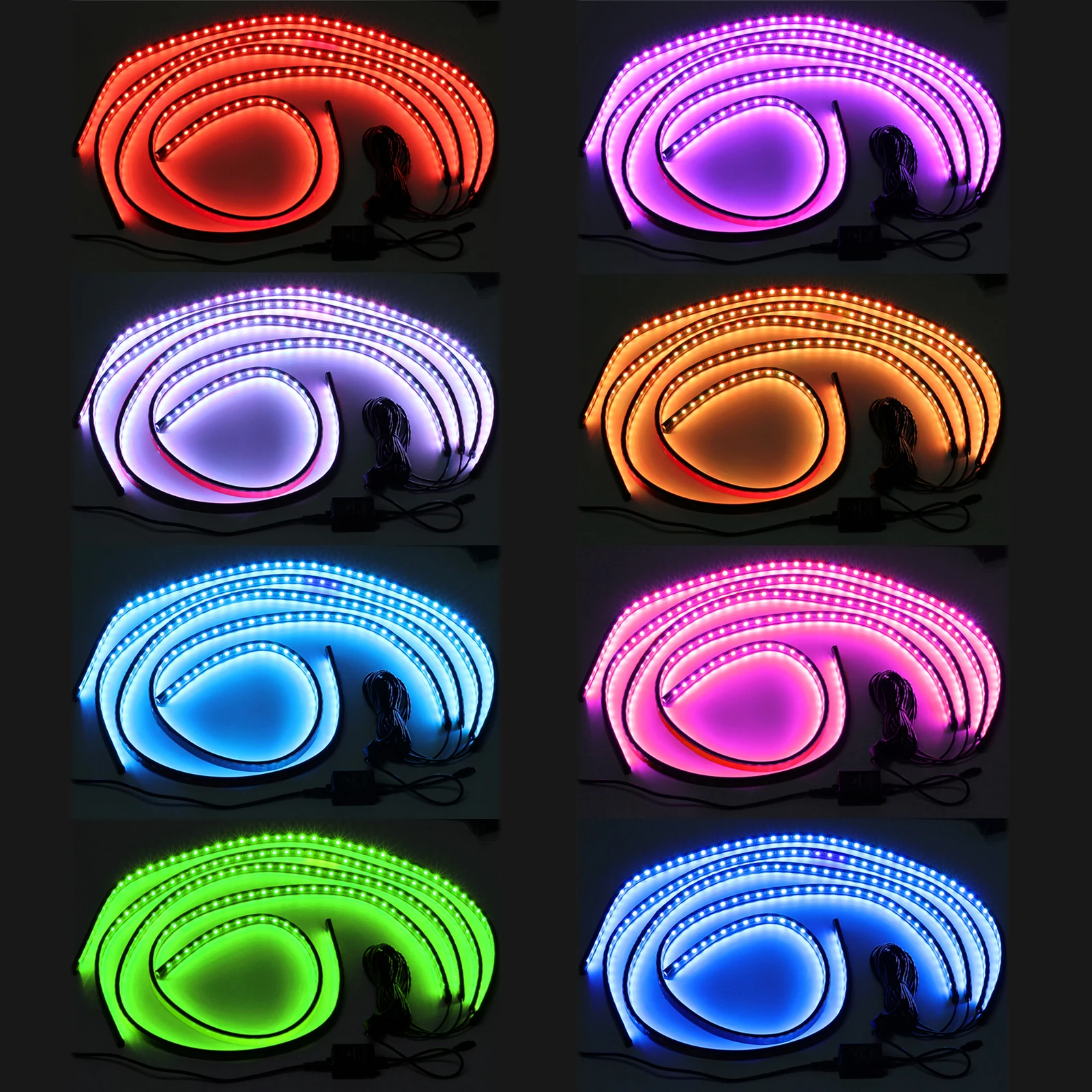 4x RGB 5050 Светодиодный 8 цветов под автомобильную трубу светящийся неоновый
