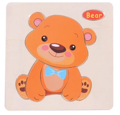 Детские игрушки Деревянный 3d пазл Мультяшные животные интеллектуальные детские