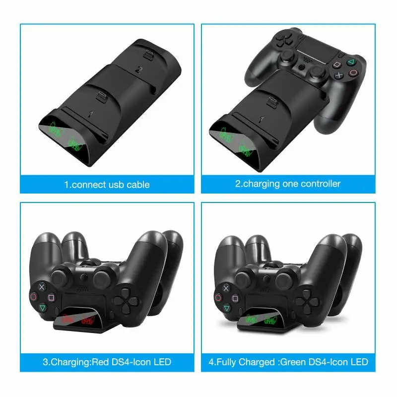 Fast For PS4 Controller Charging Dock Station Dual Charger Stand with Status Display Screen for Play 4/PS4 Slim/PS4 Pro | Электроника