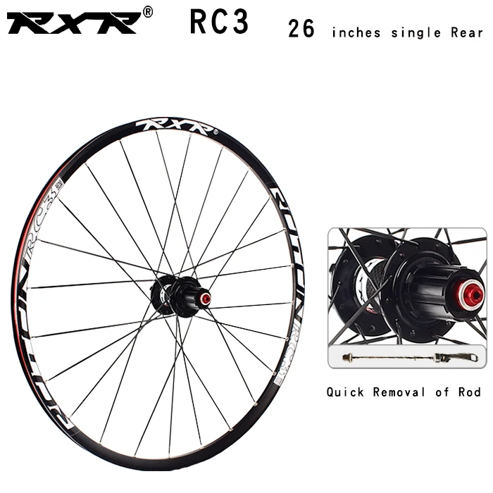 26RC3 black Rear QR RXR горный велосипед внедорожный MTB Углеродные колеса 26 дюймов RC3 дисковый тормоз 5 подшипников 7-11speed через ось/QR колеса велосипеда - Цвет: 26RC3 black Rear QR