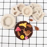 forest mushroom stump silicone mold for fondant chocolate epoxy sugarcraft mould pastry cupcake decorating kitchen accessories