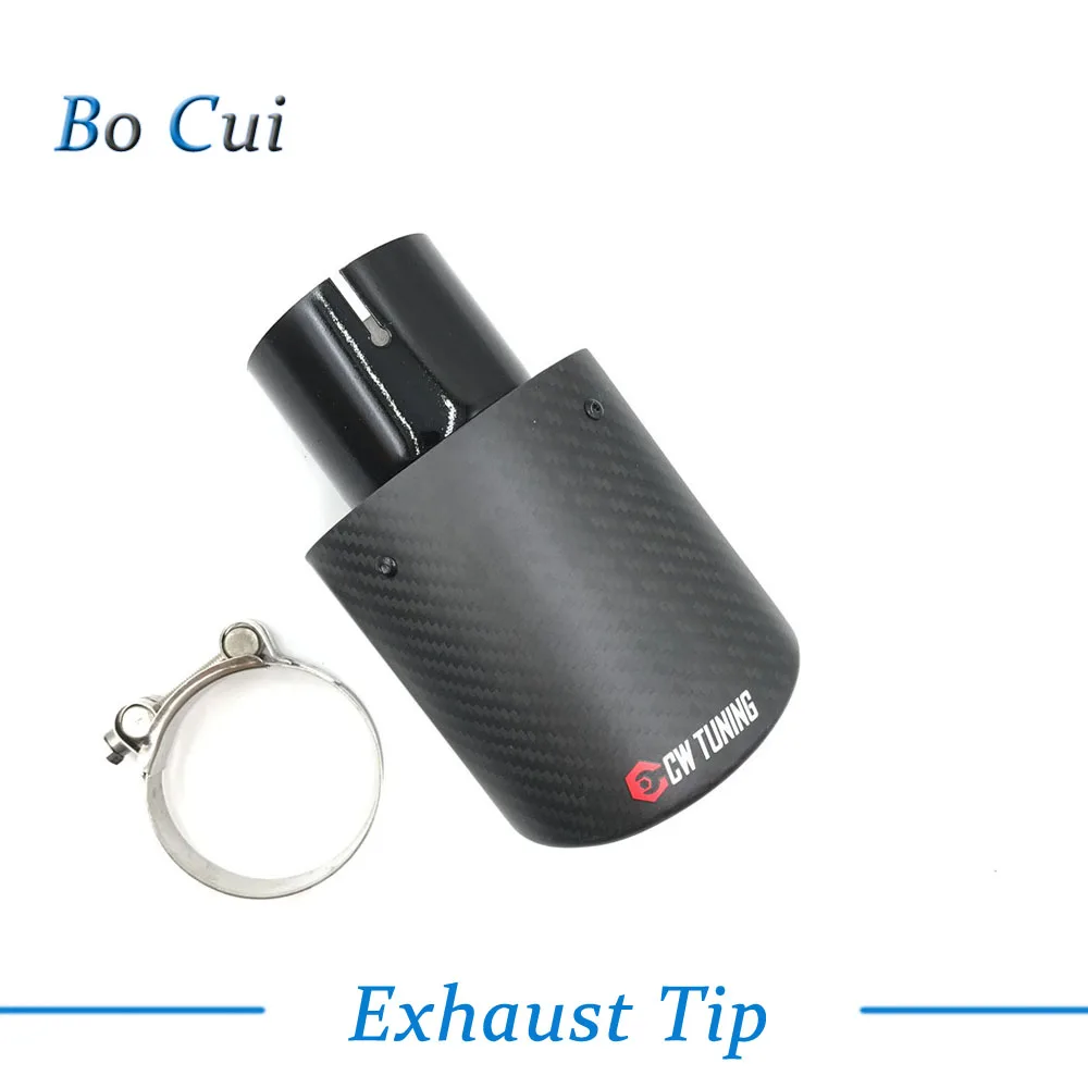 1 шт. Черная Овальная наклонная выхлопная труба из углеродного волокна глушитель