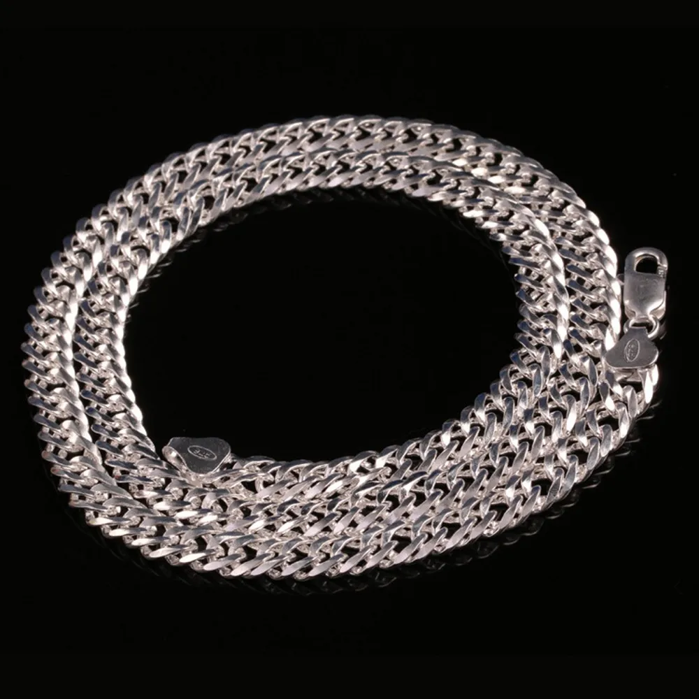 Мужское ожерелье из серебра S925 пробы модное мужское с плеткой в виде бока цепочка